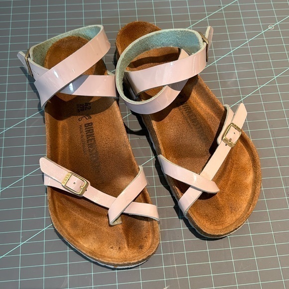 Birkenstock Yara. Lightly used. Beautiful grey blue. Ankle straps. - Picture 1 of 8